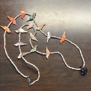 🕊️ Boho Opalescent Bird Charm Necklace – 28" Beaded Statement Piece ✨